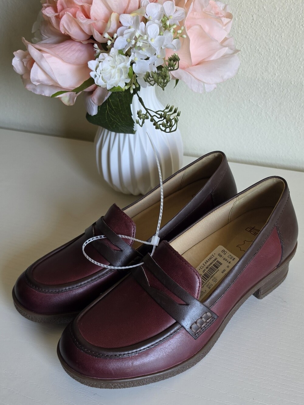 Dansko Danica Waterproof Leather Penny Loafer Heel Plum Chocolate EU 37 US 6.5-7